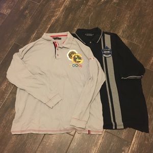 2 COOGI Grey/Black Stitched Collared Polo Shirts